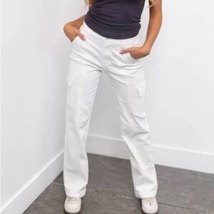 Judy Blue White Cargo Straight Leg Jeans 29